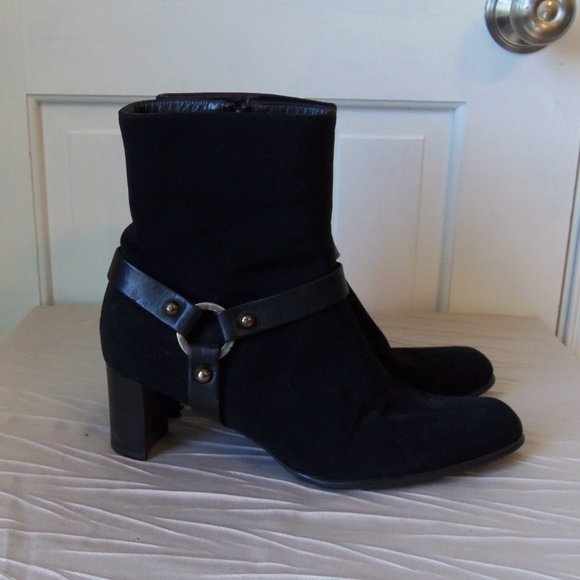 Stuart Weitzman Black Gore Tex Harness Boots sz 8.5 - Picture 1 of 12